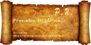 Preradov Uljána névjegykártya